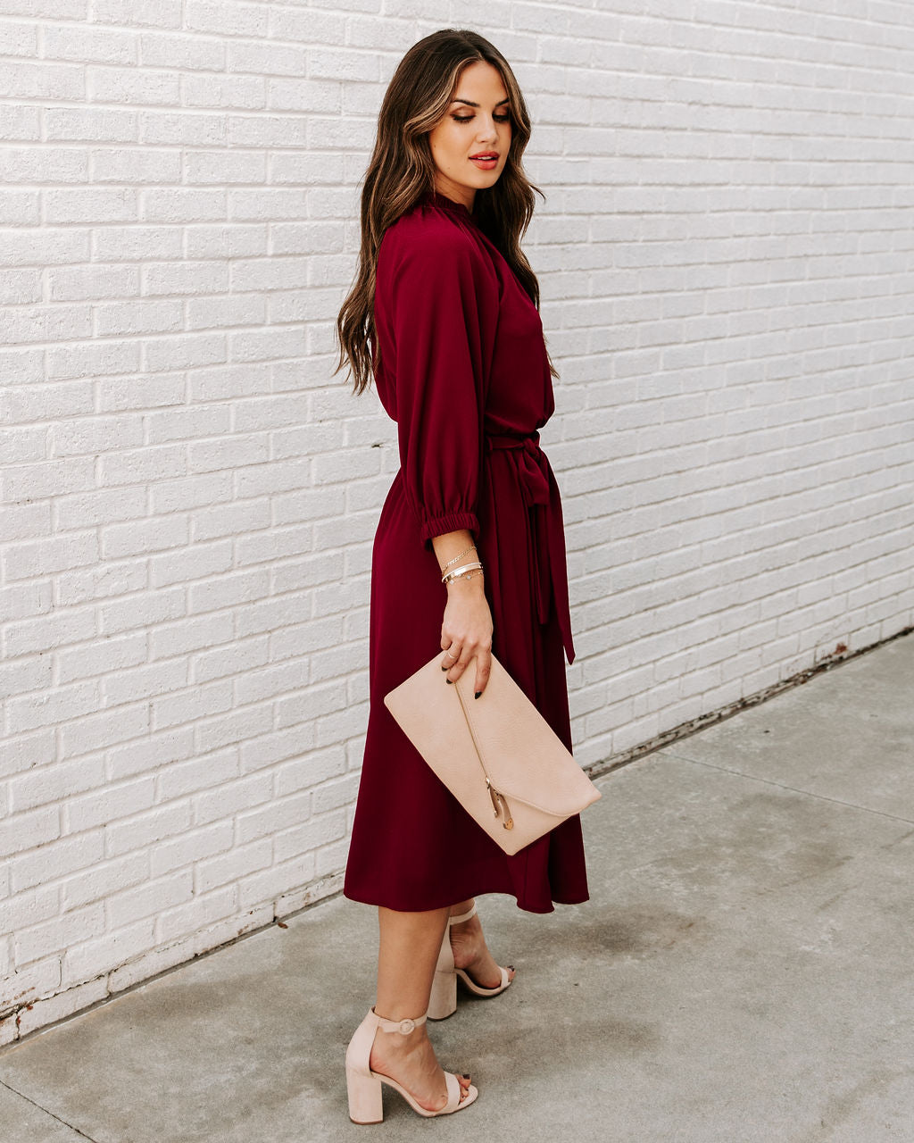 Woodhaven Tie Midi Dress Wine