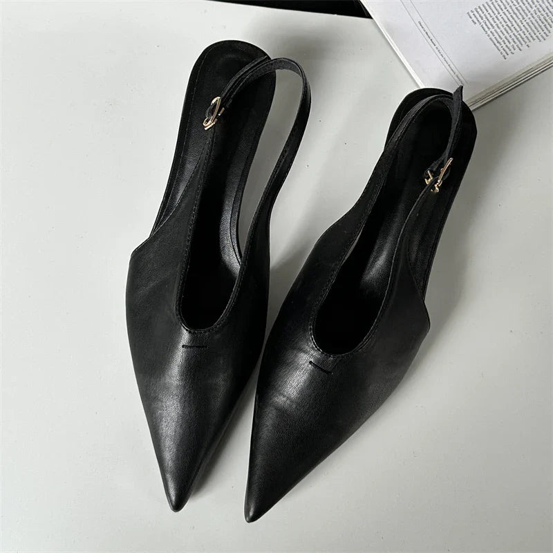Designer Pointed Toe Buckle Strap Women Thin Elegant Banquet Dress Mule Ladies Shoes Low Heel Pumps