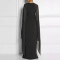 Elegant Summer Maxi Chiffon Cape Long High Slit Irregular Batwing Sleeve Vestidos Dress