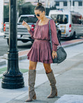 Ayla Smocked Ruffle Mini Dress Dark Mauve FINAL