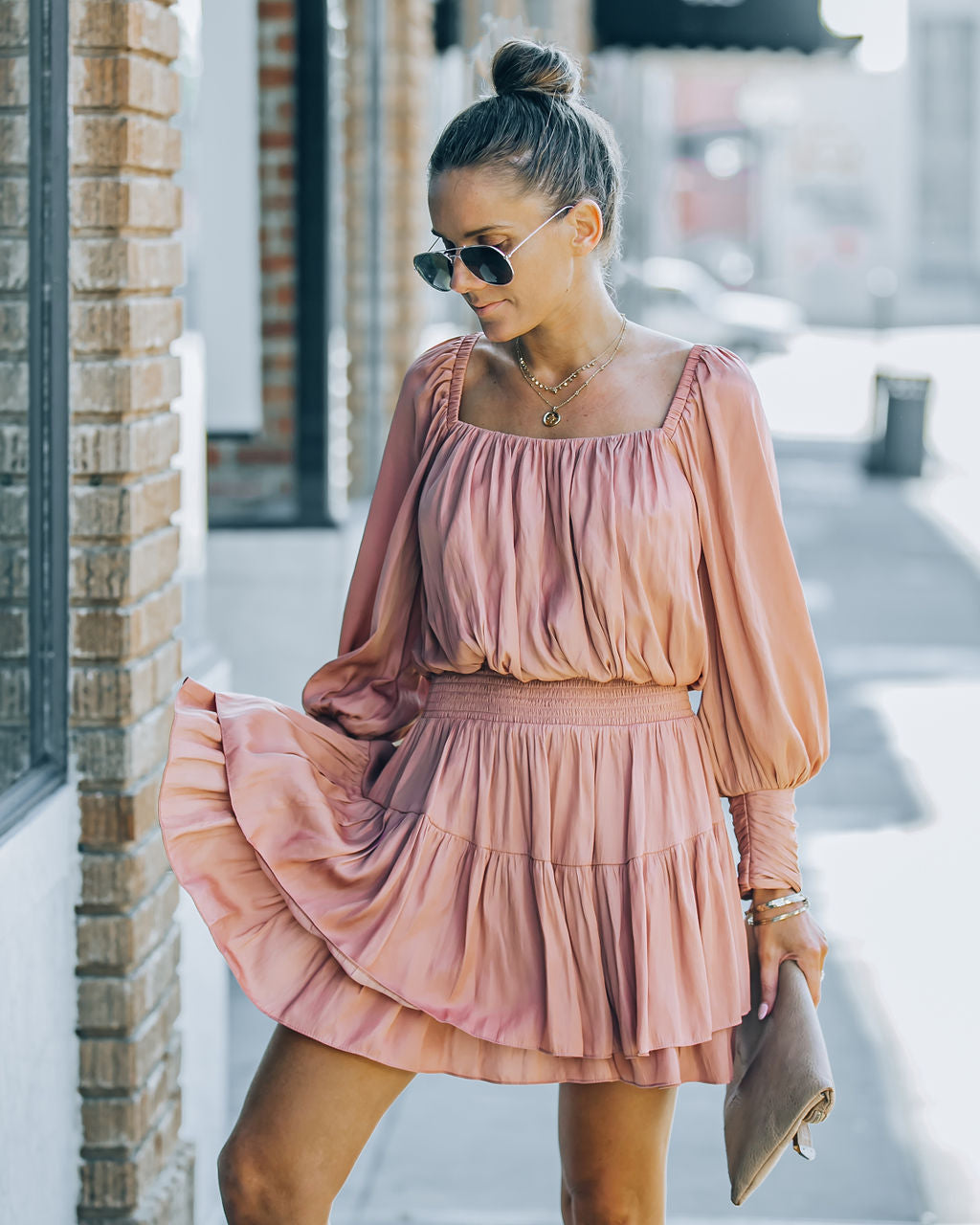 Ayla Smocked Ruffle Mini Dress Rosette FINAL