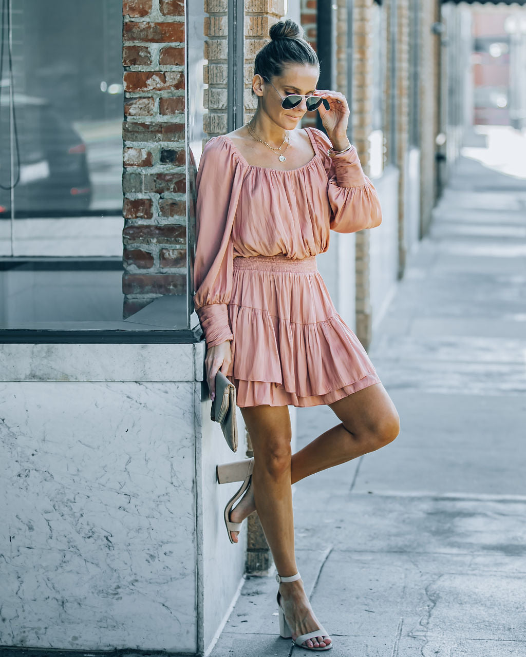 Ayla Smocked Ruffle Mini Dress Rosette FINAL