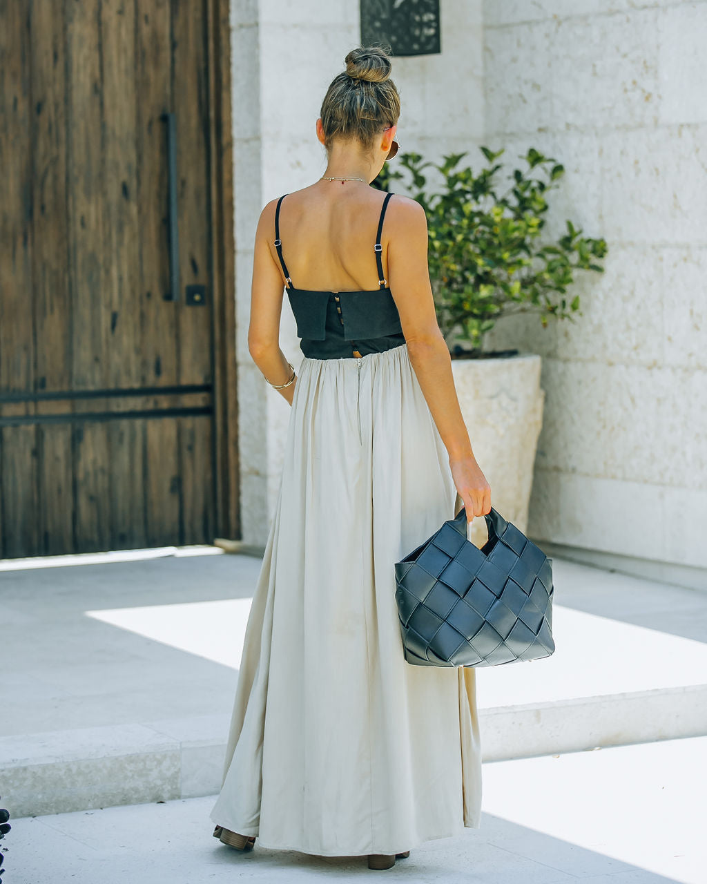 Marcellus Pocketed Colorblock Maxi Dress Black Nude