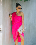 Brava Satin One Shoulder Drape Dress Paradise Pink FINAL