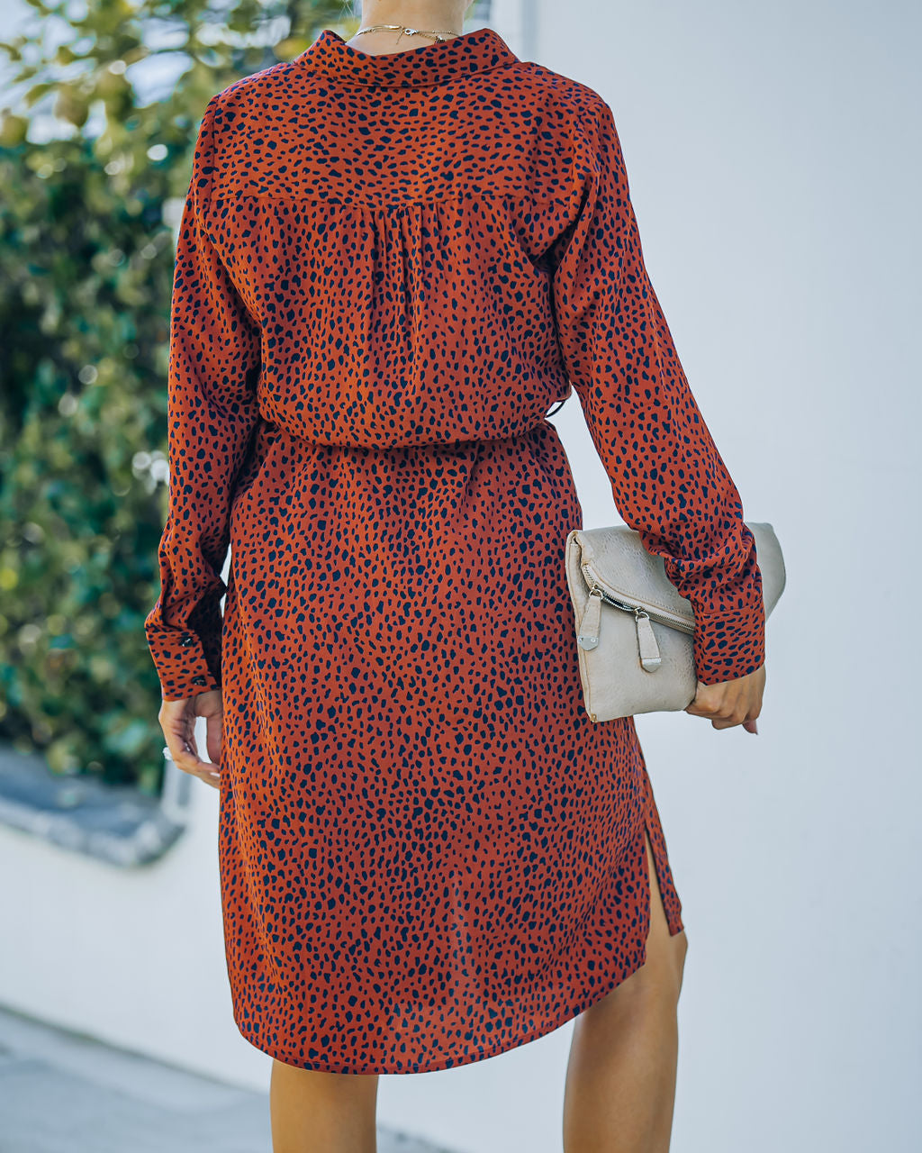 Bubby Printed Button Down Midi Shirt Dress Rust FINAL