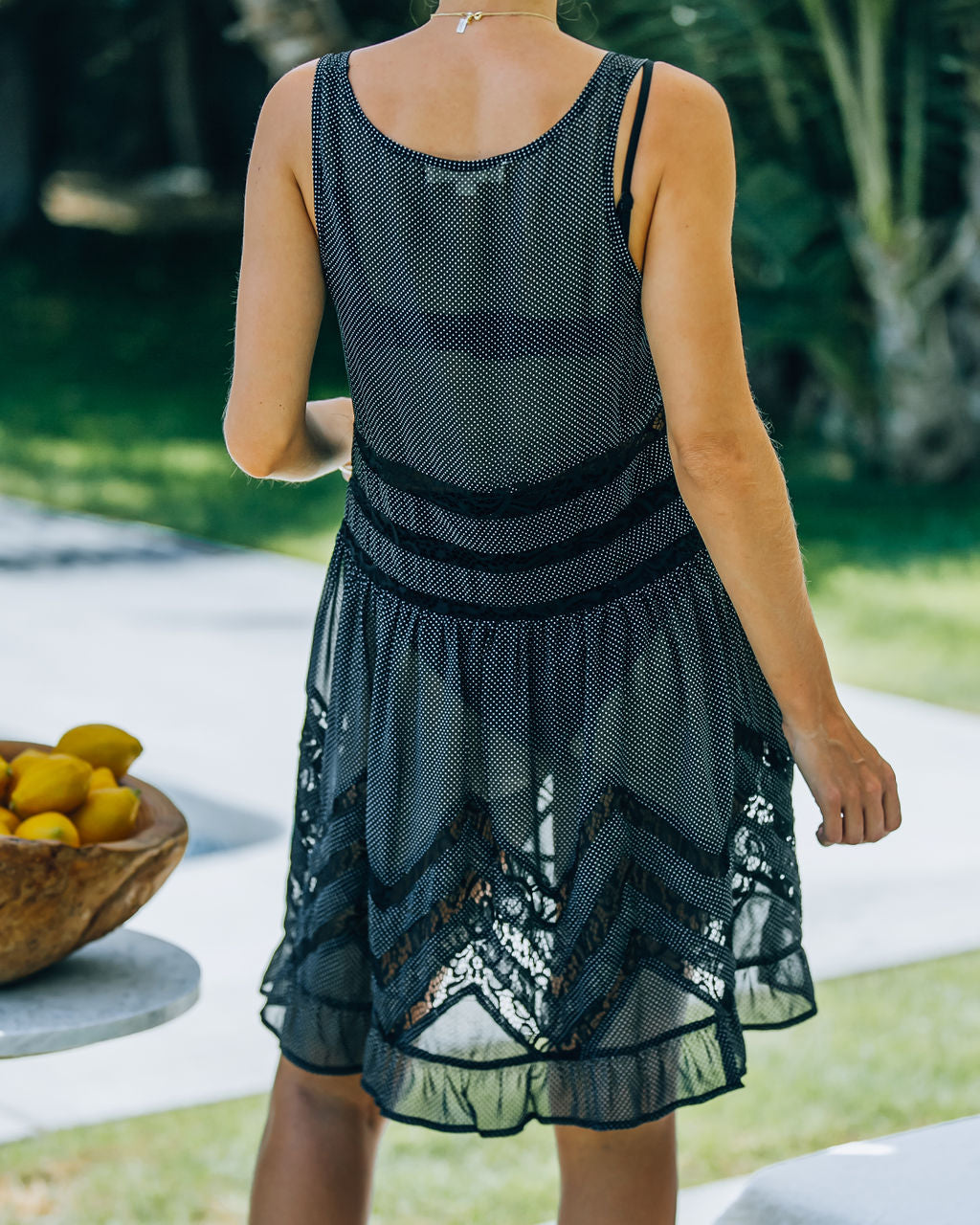 Au Natural Lace Trim Cover Up Dress Black