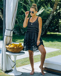 Au Natural Lace Trim Cover Up Dress Black