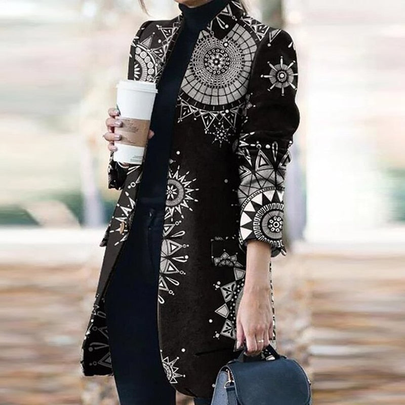 Plaid Printing Long Thin Coat