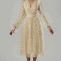 Sparkling Sleeveless Mesh VNeck Lantern Fairy Princess Dress