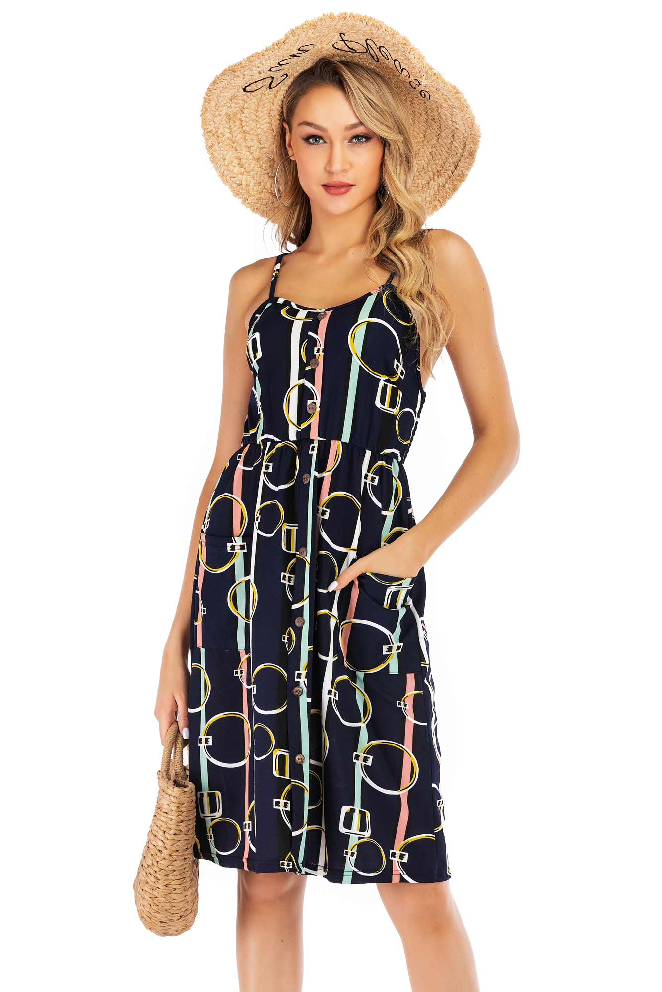 Floral Print Open Back Button Front Maxi Dress - Mislish