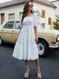 Floral Puff Sleeve Flare Hem Dress