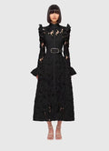 French Temperament WaterSoluble SingleBreasted Lace Dress