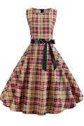 Gingham Sleeveless Graduation Dress - Mislish