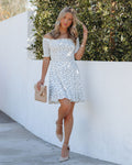 Gionna Floral Smocked Off The Shoulder Dress Ivory