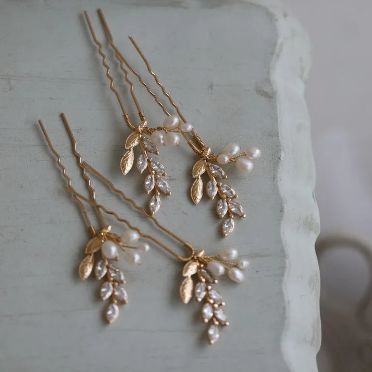 Bridal Jewelry Leaf Hair Comb Pin Clip Pearl Zirconia Head Pieces For Brides Bridesmaids Hairpins Headdress Wedding Accessories a3