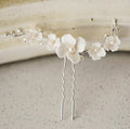 Bridal Jewelry Porcelain White Flower Hair Clips Pins Pearl Head Pieces For Brides Bridesmaids Party Hairpin Wedding Accessories 1pc