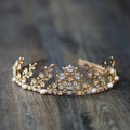 Bridal Hair Jewelry Vintage Tiara Crown Zircon Pearl Headband Headpiece For Brides Princess Queen Hairband Wedding Accessories Default Title