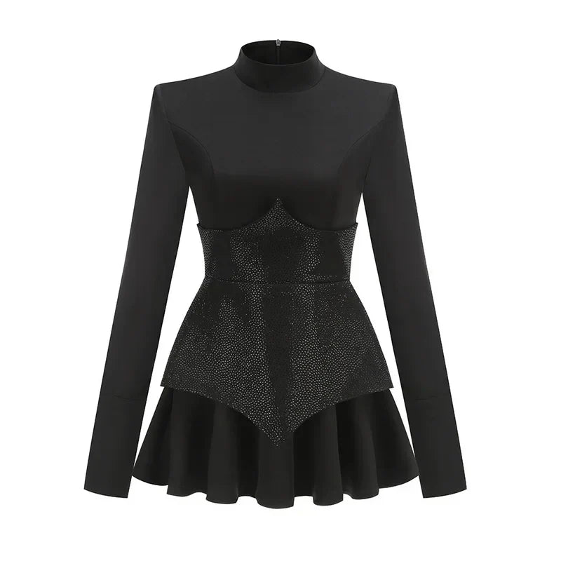 Fabiana Shiny Sequins Patchwork Mini Dress