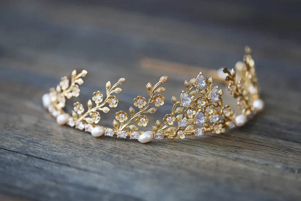 Bridal Hair Jewelry Vintage Tiara Crown Zircon Pearl Headband Headpiece For Brides Princess Queen Hairband Wedding Accessories
