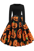 Halloween Printed Belt Vintage Dress - Mislish