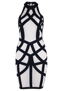Halter Backless Knit Bandage Cocktail Dress - Mislish