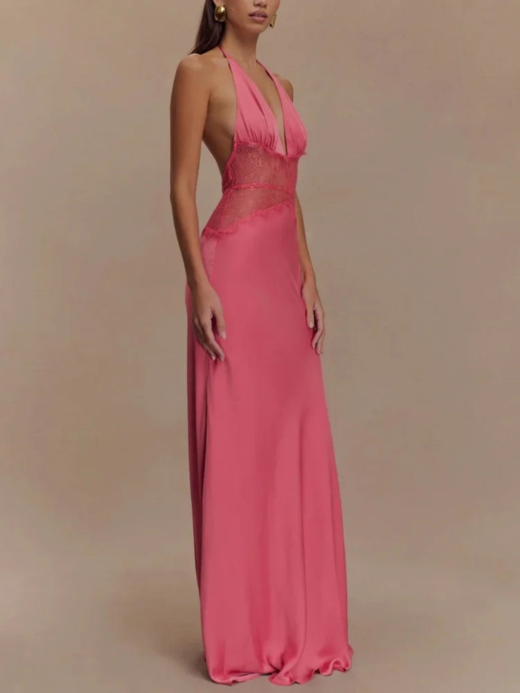 Halter Neck Backless Maxi Dress
