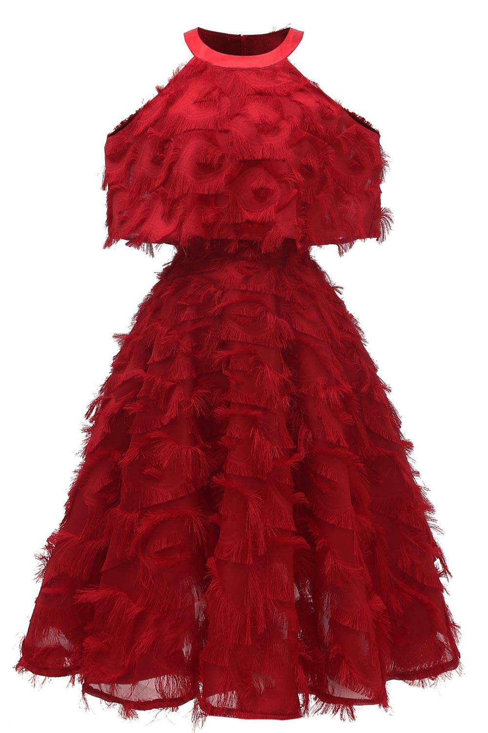 Halter Sleeveless Overlay Cocktail Dress - Mislish