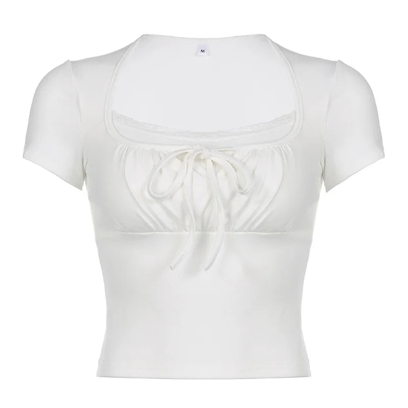 2024 Hot Summer Skinny Tees for Ladies with Folds