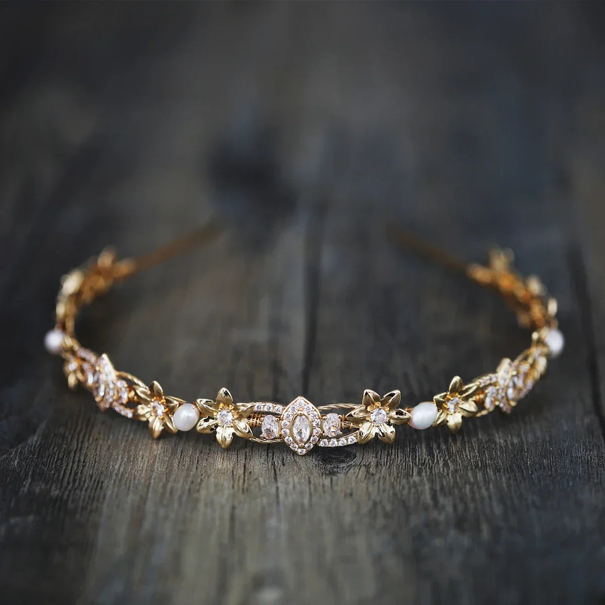 Bridal Hair Jewelry Vintage Gold Color Headbands Tiaras Zirconia Headpieces Crowns Brides Zirconia Hairbands Wedding Accessories Default Title