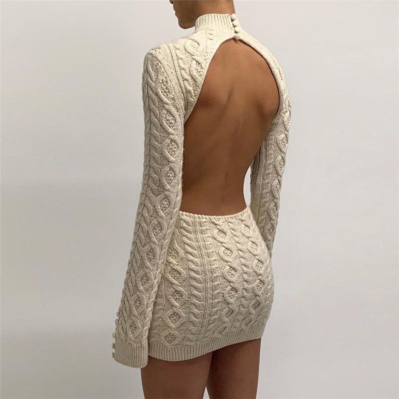 Elara Knitted Back Cut Out Mini Dress