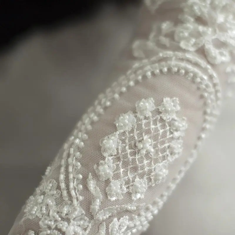 Long Bridal Gloves Vintage Flower Pearls Wristband Wedding Glove For Women Girl Party Evening Dress Jewelry Bride Accessories