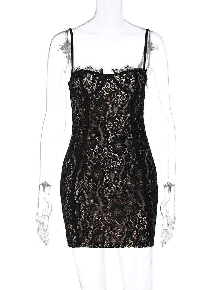 Y2K Clothes Party Nightclub Summer Fashion Bodycon Slim Lace Dress