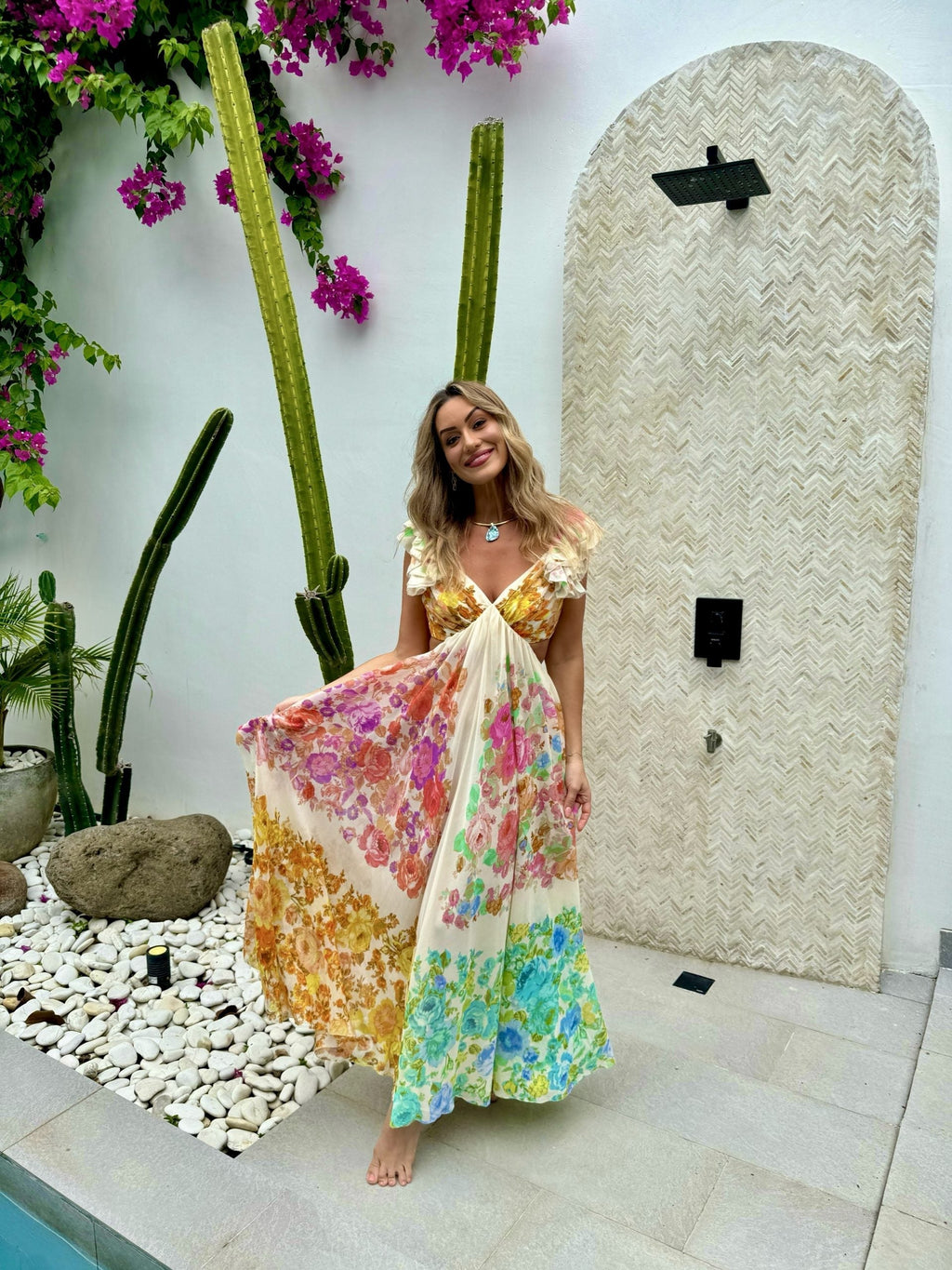 Bellina Summer Dress with Flower Print