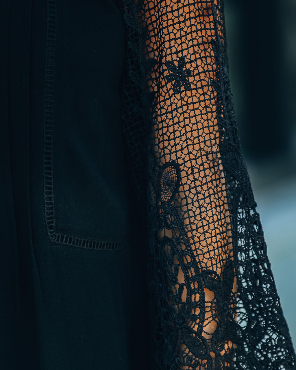 City Of Love Pocketed Crochet Lace Dress Black
