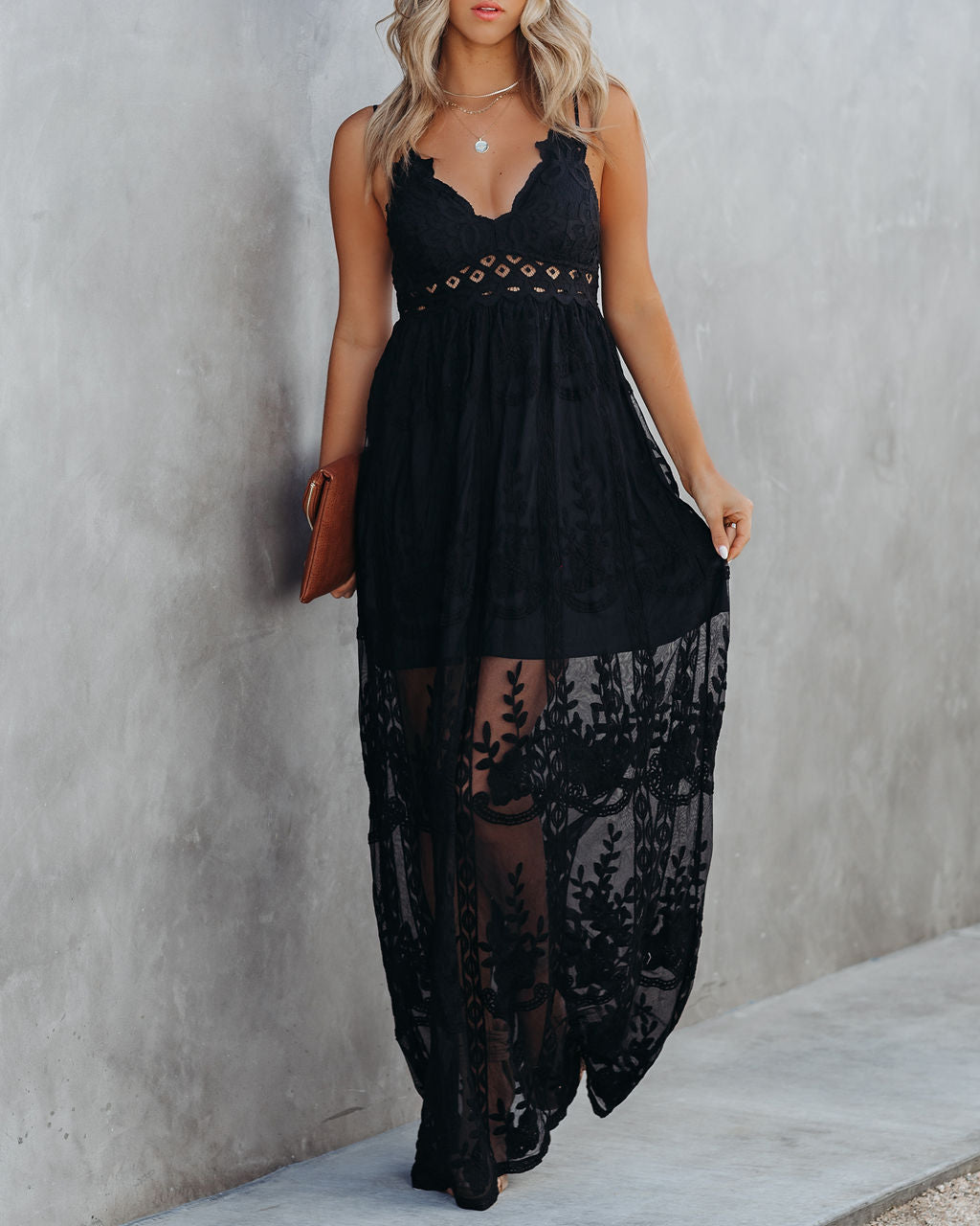 Invite Tranquility Lace Maxi Dress Black FINAL