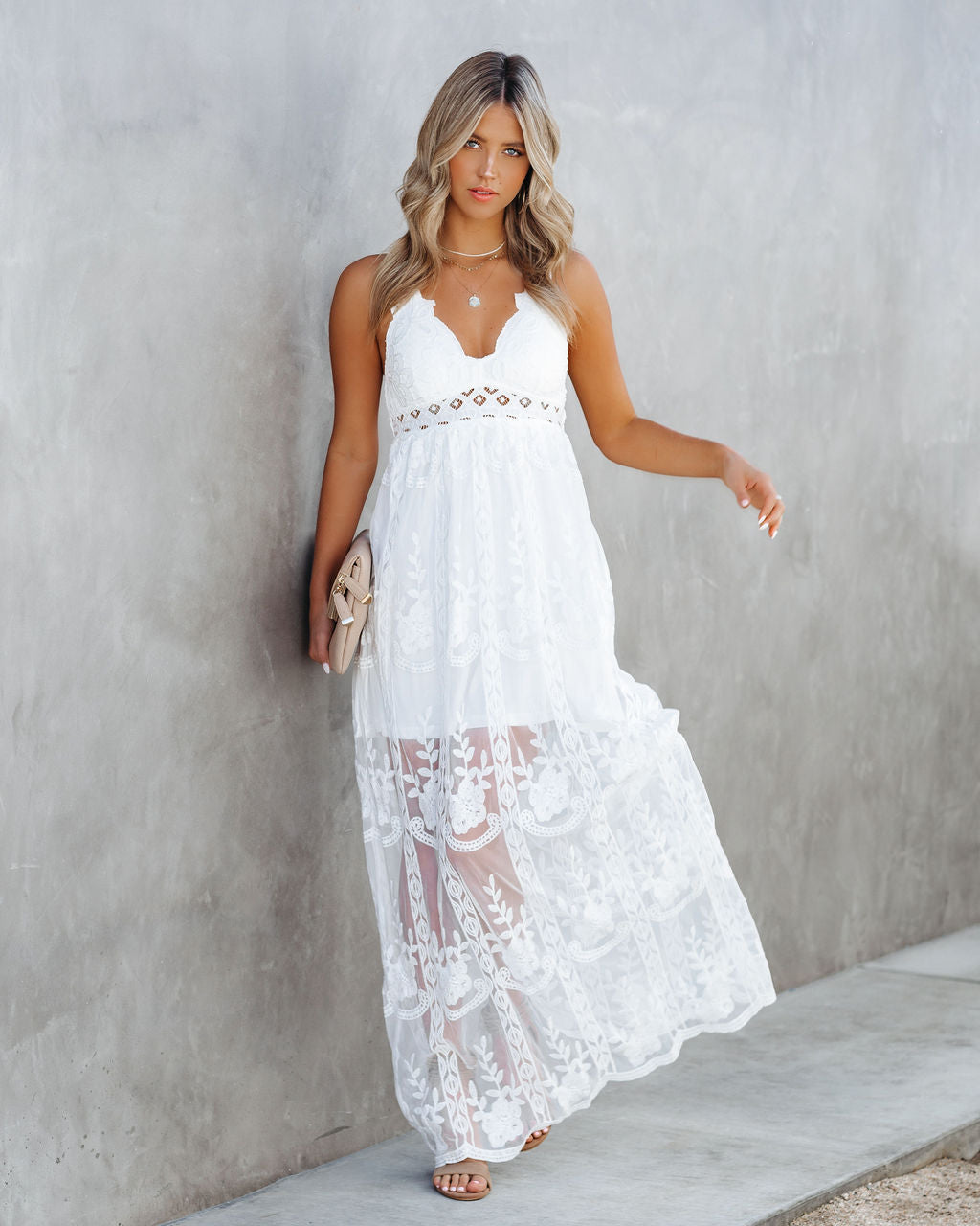Invite Tranquility Lace Maxi Dress Ivory FINAL