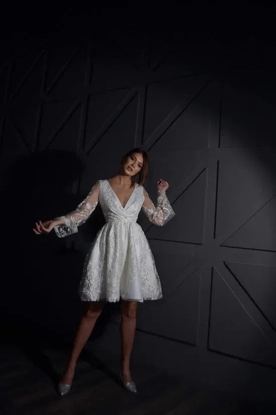 Long-Sleeve Lace Wedding Dress Vestido De Novia Satin Mermaid Princess Bridal Gown Bow Simple Court Train Dress