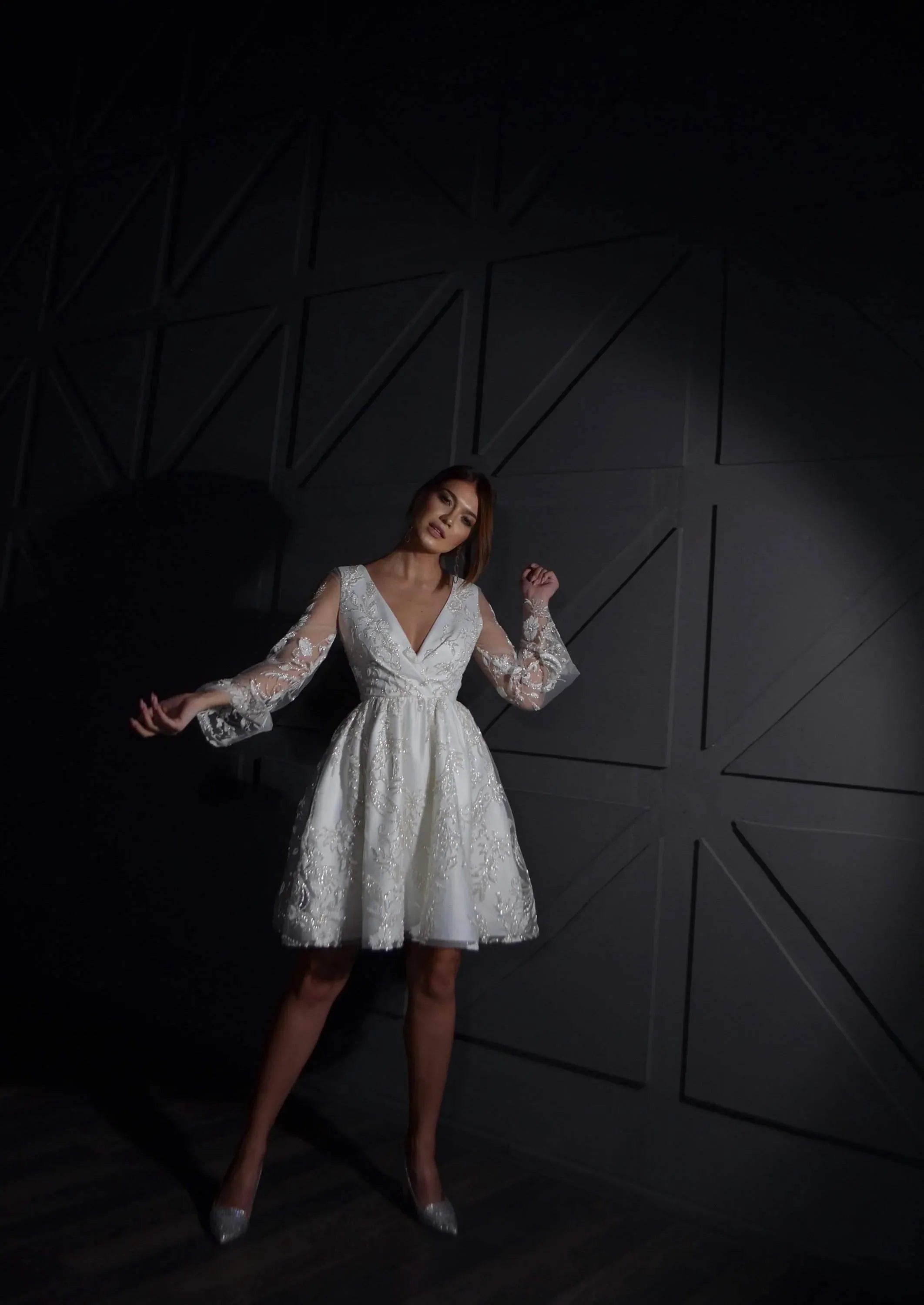 Long-Sleeve Lace Wedding Dress Vestido De Novia Satin Mermaid Princess Bridal Gown Bow Simple Court Train Dress