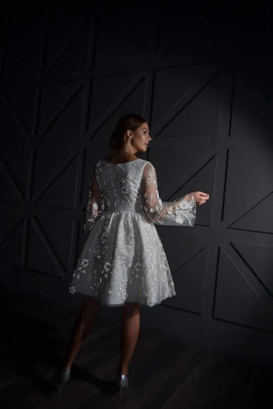 Long-Sleeve Lace Wedding Dress Vestido De Novia Satin Mermaid Princess Bridal Gown Bow Simple Court Train Dress