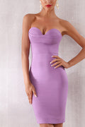 Lavender Strapless Slit Back Bandage Club Dress - Mislish