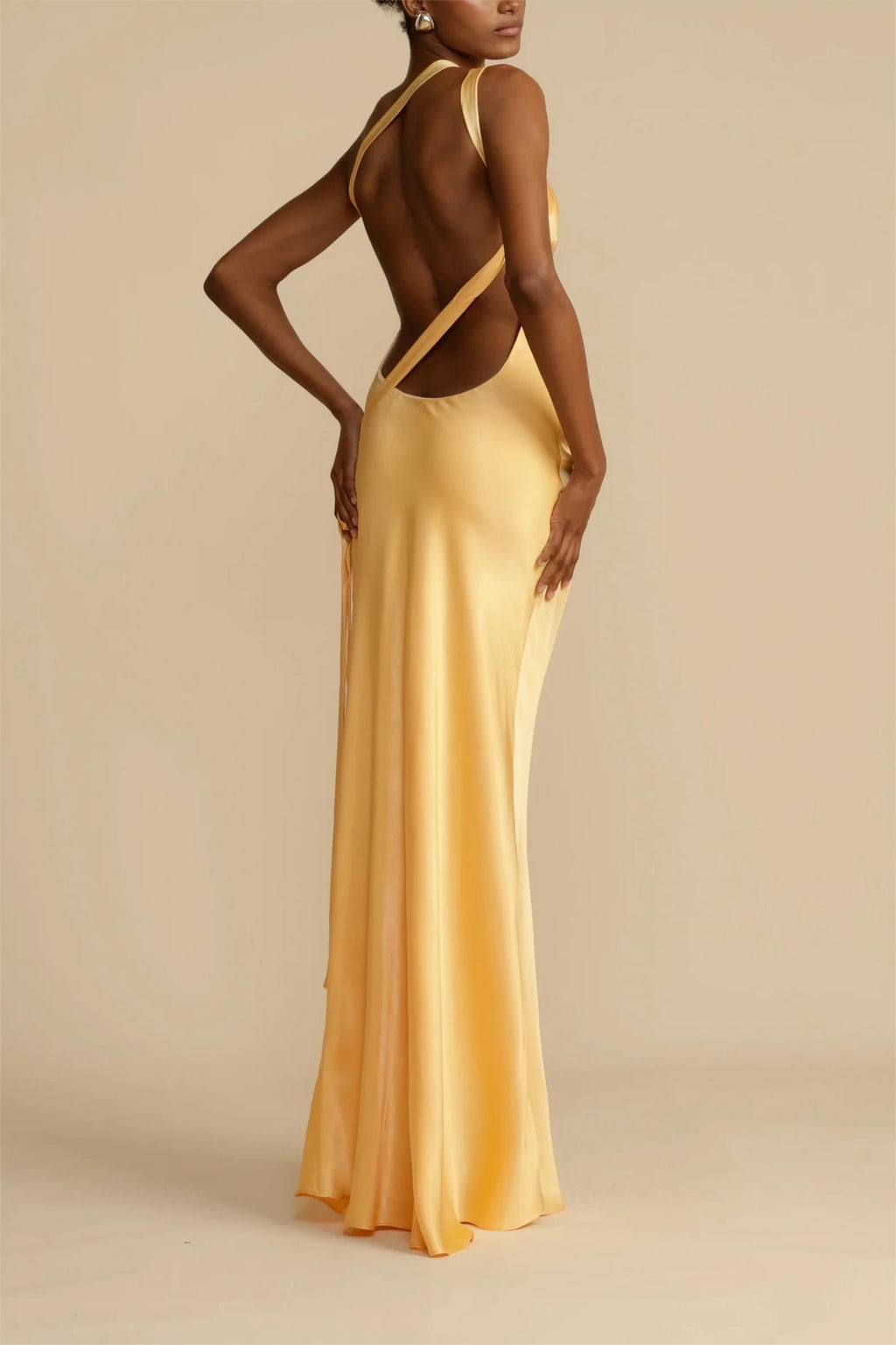 Moonlit Soiree Satin Asymmetrical One Shoulder Backless Strap Maxi Dress