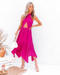 Marisol Halter Cutout Midi Dress Fuchsia