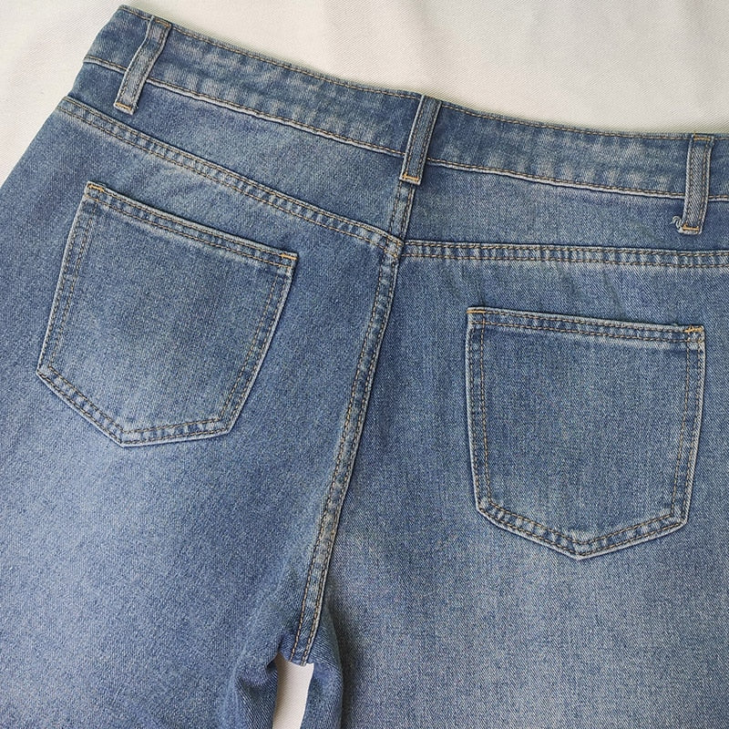 Midwaist Jeans Women's Retro Denim Wideleg Pants Loose Street Trousers Casual Washed Mother's Pants