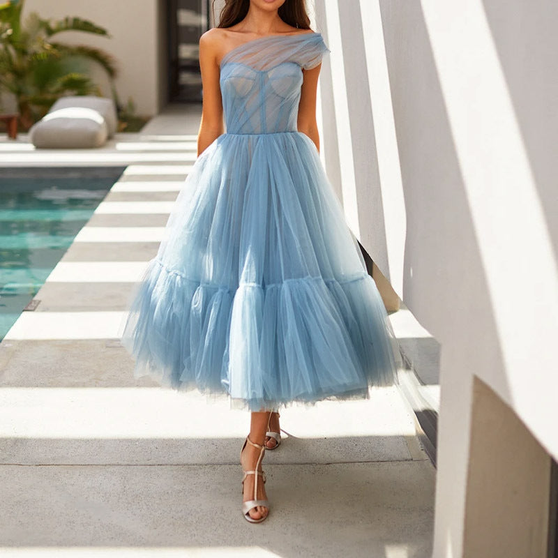 Autumn Winter Women Princess Dress Sleeveless Dress Banquet Dress Host