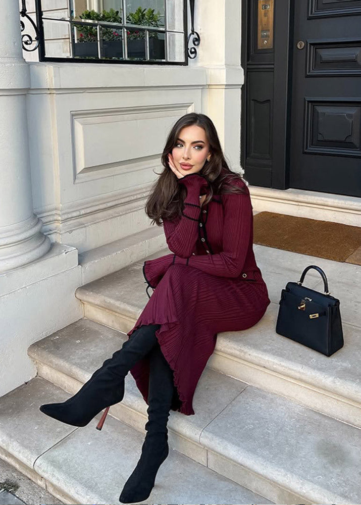 Emilia Ribbed Knit Polo Midi Dress
