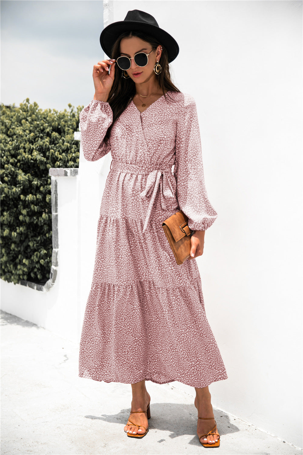 Sanibel Swiss Dot Boho Maxi Dress Marsala