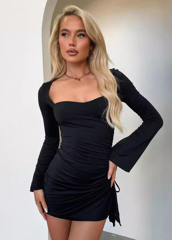 Celeste Ruched Long Sleeve Mini Dress