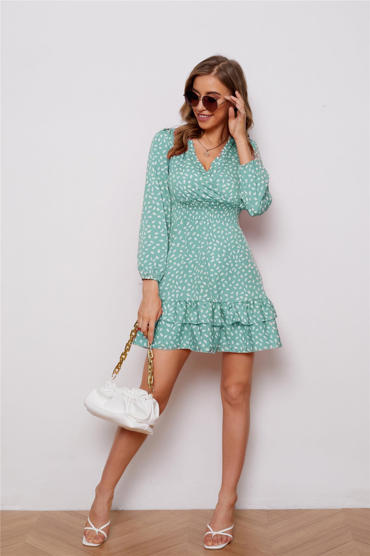 Cassy Metallic Detailed Mini Dress Teal FINAL