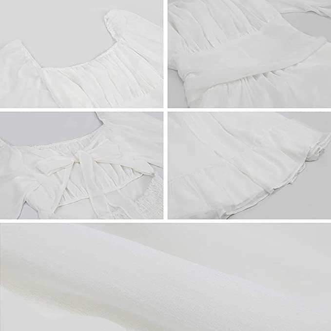 Blythe Gathered Puff Sleeve Dress White