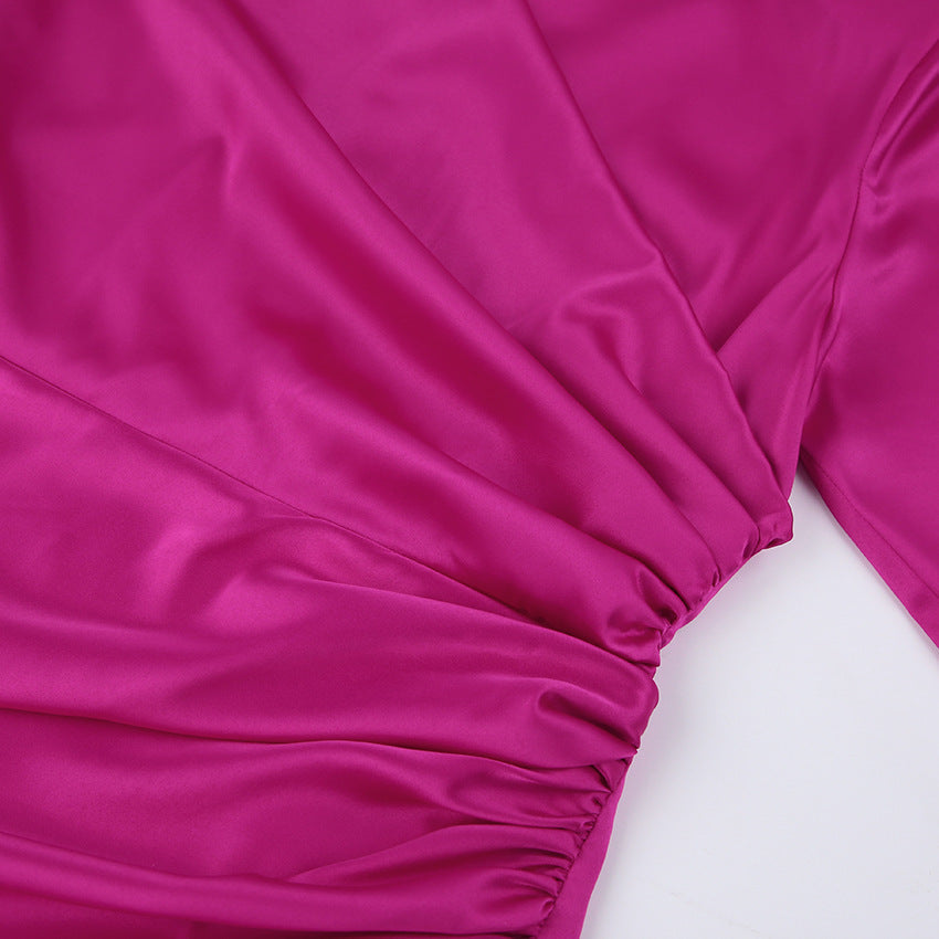 Didi Satin Drape Mini Dress Bright Fuchsia
